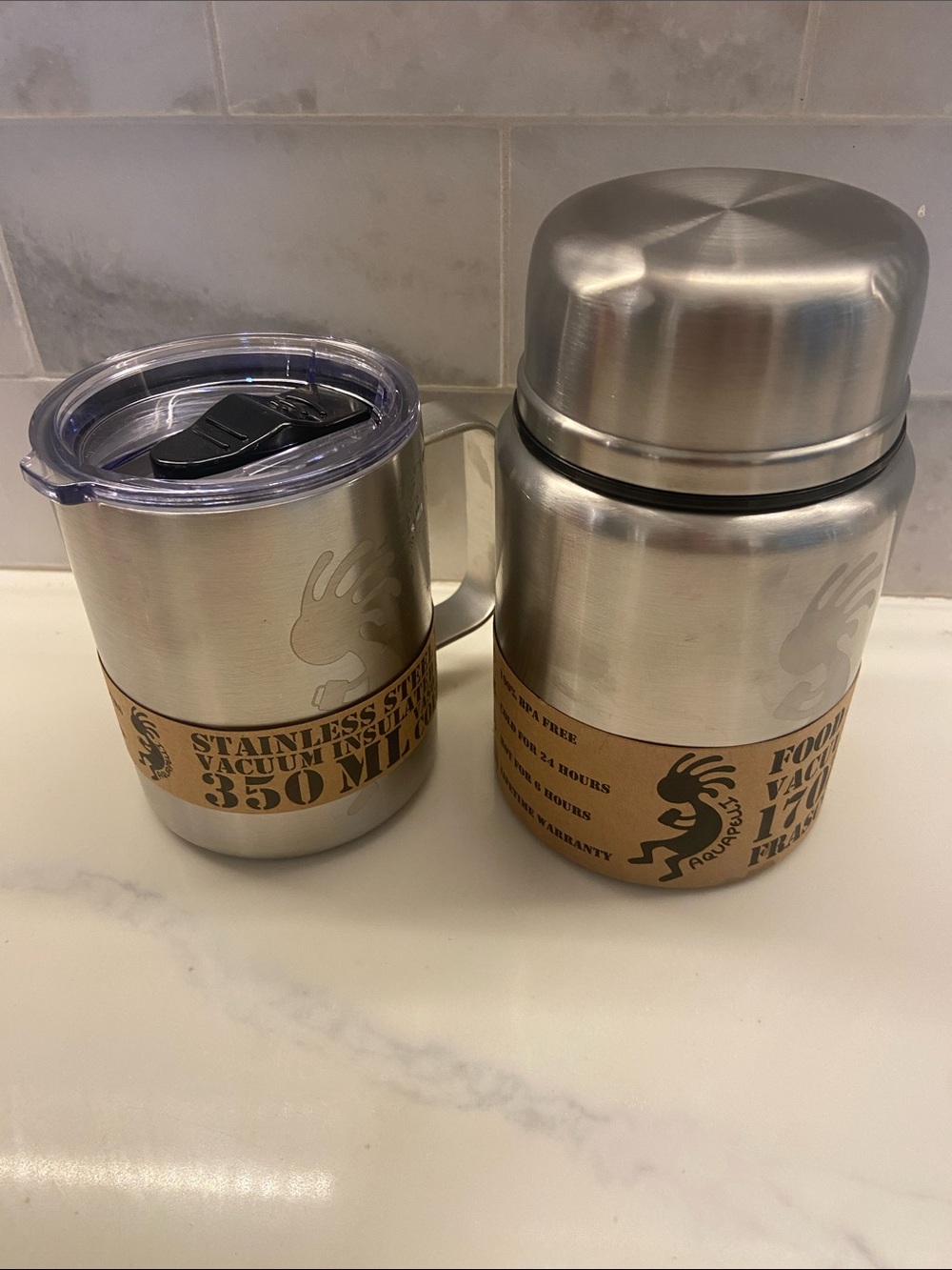 Aquapelli Stainless Steel Insulated Mug and Food Jar Set - Silver
